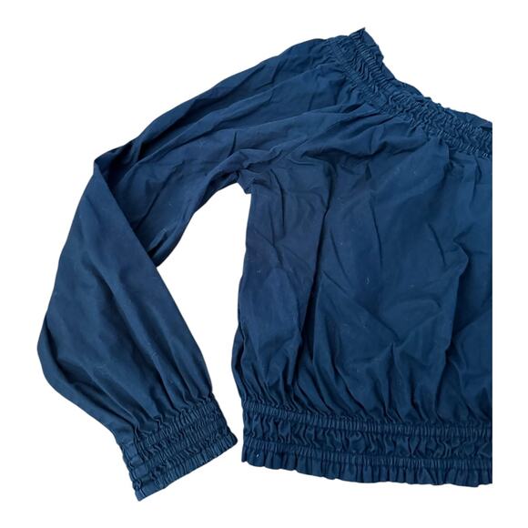 Free people sexy one sleeve crop top off shoulder top navy size small - Picture 4 of 8